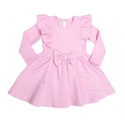 рокля с къдри в бледо розово-90408