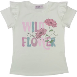 тениска в екрю WILD с цветя-90755